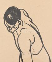 Dési Huber István (1895-1944): Lapátoló. Szitanyomat, papír, jelzés nélkül, üvegezett fakeretben. 29...