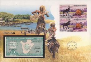 Burundi 1991. 10Fr dekoratív, nagyalakú bankjegyes, bélyeges borítékon T:I