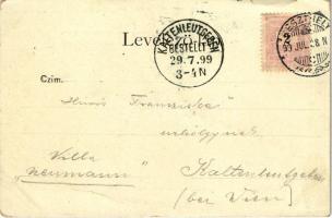 1899 (Vorläufer) Keszthely, Balaton fürdő a Balatonpartról. Vasvári József kiadása (apró szakadások ...