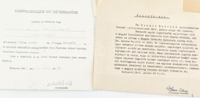 1945-1946 Dr. Csomor Gusztáv kultuszminisztériumi osztálytanácsossal kapcsolatos dokumentumok: Takác...