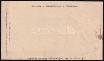 Lysoform fertőtlenítőszer számolócédula, lövészárokban lévő katonák fotójával illusztrált