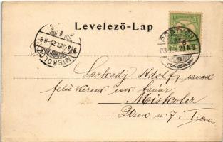 1900 Pöstyén, Piestany; Deák Ferenc utca, gyógyszertár, Első pöstyéni könyvnyomda, könyv- és papírke...