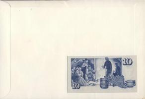 Izland 1981. 10K dekoratív, nagyalakú bankjegyes, bélyeges borítékon, bélyegblokkal T:I