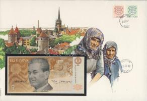 Észtország 1991. 5K dekoratív, nagyalakú bankjegyes, bélyeges borítékon T:I