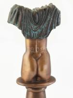 Sztrákos László (1954): Drapériás torzó, öntött, patinázott bronz, márvány talapzaton. m:53 cm, Jele...