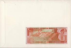 Honduras 1989. 1L dekoratív, nagyalakú bankjegyes, bélyeges borítékon, bélyegblokkal T:I