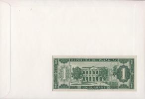 Paraguay 1952. 1G dekoratív, nagyalakú bankjegyes, bélyeges borítékon, alkalmi bélyegzővel T:I