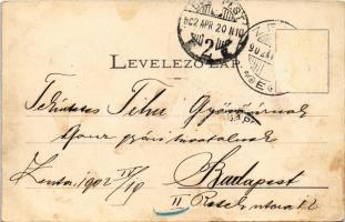 1902 Zenta, Senta; Bedőlt tiszai fahíd, halászbárka. Fekete Sándor kiadása / collapsed wooden bridge...