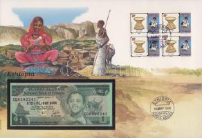 Etiópa 1976. 1B dekoratív, nagyalakú bankjegyes, bélyeges borítékon T:I