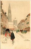 Antwerp, Anvers, Antwerpen; La Cathedrale / cathedral, winter. Dietrich & Cie. litho s: H. Cassiers