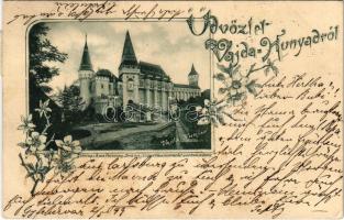 1899 (Vorläufer) Vajdahunyad, Hunedoara; Hunyad vára / castle. A. von Palocsay Art Nouveau, floral (EK)