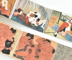 2 db kínai shunga-tekercs erotkus nyomatok ofszet változata vászonon, falra akasztható sz: 15-190 cm