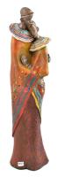 Szerelmespár. Afrikai keményfa faragás, kézzel festett. 31 cm