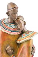 Szerelmespár. Afrikai keményfa faragás, kézzel festett. 31 cm