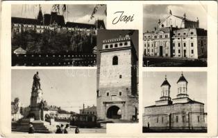 1950 Iasi, Jasi, Jassy, Jászvásár; mozaiklap villamossal / multi-view postcard with tram (fa)