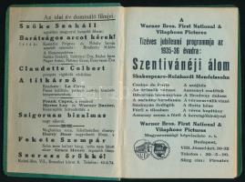 1936 Pesti mozi zsebnaptára, rengeteg korabeli hirdetéssel, sérült borítóval, belül nagyrészt kitölt...
