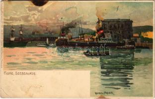 1908 Fiume, Rijeka; Seebehörde / Maritime Administration. Kuenstlerpostkarte No. 1134. von Ottmar Zieher Art Nouveau litho s: Raoul Frank (EK)