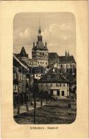 Segesvár, Schässburg, Sighisoara; tér, Girscht üzlete. W. Nagy kiadása / square, shop