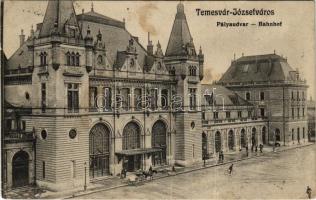 1911 Temesvár, Timisoara; pályaudvar, vasútállomás. Gerő Manó kiadása / Bahnhof / railway station (fa)