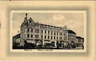 1911 Temesvár, Timisoara; Kossuth Lajos tér, Nenadovits, Schild Károly, Grosz, Jermovits Markusz üzlete. Ideal W.L. Bp. No. 6677. 1910/13 / square, shops