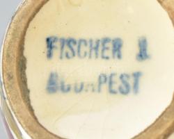 Fischer antik kisméretű váza, jelzett, kopásnyomokkal, szájpereme restaurált. m: 11 cm