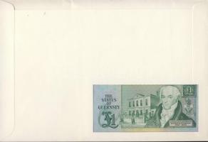Guernsey 1980-89. 1Ł dekoratív, nagyalakú bankjegyes, bélyeges borítékon, elsőnapi bélyegzővel T:I
