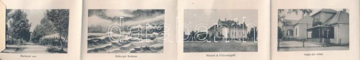 Balatonszemes, Szemes-Balatonfürdő; Balatoni sor. Kohn Miksa kiadása - leporellolap belül fürdőzők, ...