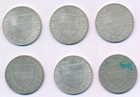 Ausztria 1957-1973. 10Sch Ag (6xklf) T:XF-F
Austria 1957-1971. 10 Schilling Ag (6xdiff) C:XF-F 
Kr...