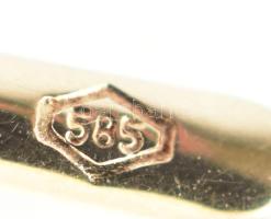 Arany (Au) 14K áttört, virágmintás fülbevalópár, jelzett, 3,4×1,1 cm, nettó: 2,8 g