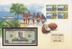 Haiti 1989. 1G dekoratív, nagyalakú bankjegyes, bélyeges borítékon, alkalmi bélyegzővel T:I