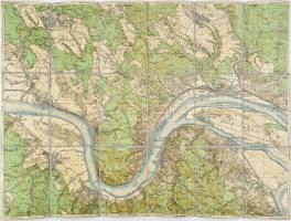 cca 1910 Szob és környékének térképe vászonra kasírozva 78x68 cm