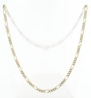 Aranyozott ezüst(Ag) masszív figaro nyaklánc, jelzett, h: 52 cm, nettó: 21,6 g