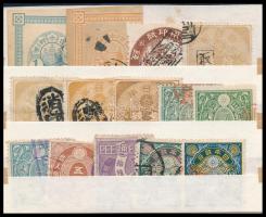 Japán 14 db régi okmánybélyeg és díjjegy kivágás