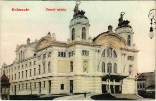 1909 Kolozsvár, Cluj; Nemzeti színház, Apollo villanyszínház, mozi. Ujhelyi és Boros kiadása / theatre, cinema (EK)