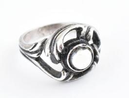 Ezüst(Ag) áttört gömbmintás gyűrű, jelzett, méret: 54, nettó: 6,2 g