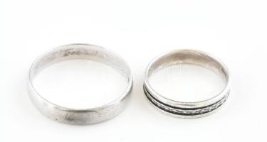 Ezüst(Ag) 2 db mintás és sima karikagyűrű, jelzett, méret: 62 és 51, nettó: 3,7 g