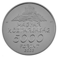 2003. 5000Ft Ag "Hollókő" dísztokban, tanúsítvánnyal T:PP Adamo EM185