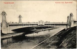 1911 Temesvár, Timisoara; Gyárváros, Korona híd / bridge (EK)