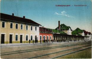 1918 Székelykocsárd, Kocsárd, Lunca Muresului; vasútállomás. Vasúti levelezőlapárusítás 5025. / railway station (EK)