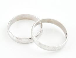 Ezüst(Ag) karikagyűrű, 2 db, jelzett, méret: 63 és 65, nettó: 5,8 g