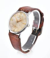 Certina kézi felhúzós karóra, másodpercmutatós, kissé kopottas számlappal, sorszámozott tokkal, bőr ...