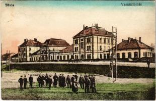 1917 Tövis, Teius; pályaudvar, vasútállomás. Vasúti levelezőlapárusítás 1981. / railway station (EK)