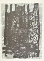 Somlai Vilma (1938-2007): Cím nélkül. Linómetszet, papír, jelzett a nyomaton, a hátoldalán a művész pecsétjével, 51,5×37,5 cm