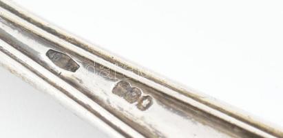 Ezüst(Ag) 6 db kávéskanál, jelzett, h: 11,2 cm, nettó: 76,8 g