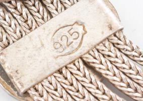 Ezüst (Ag) többsörös nyaklánc, zománcozott ovális díszekkel. Jelzett, kisebb kopásnyomokkal, bruttó:...