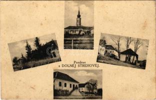 1931 Alsósztregova, Alsó-Sztregova, Dolná Strehová; mozaiklap. Jozef Leichtag kiadása / multi-view postcard (fl)