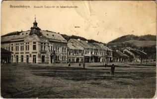 1913 Breznóbánya, Brezno nad Hronom; Kossuth Lajos tér, Takarékpénztár, Deutsch Adolf üzlete. Baittrok Dezső kiadása / square, savings bank, shops (fa)