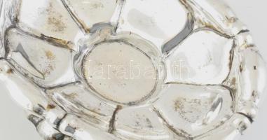 Ezüst(Ag) ovális, talpas, hólyagos peremű kínáló tál, jelzett, 18×13×7 cm, nettó: 206,1 g