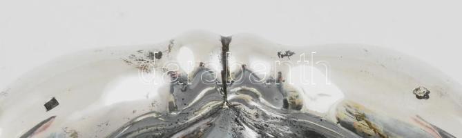 Ezüst(Ag) ovális, talpas, hólyagos peremű kínáló tál, jelzett, 18×13×7 cm, nettó: 206,1 g