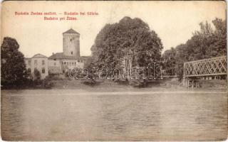 Zsolna, Sillein, Zilina; Budatin vár, vasúti híd. Biel L. kiadása / Budatínsky hrad / castle, railway bridge (kopott sarkak / worn corners)